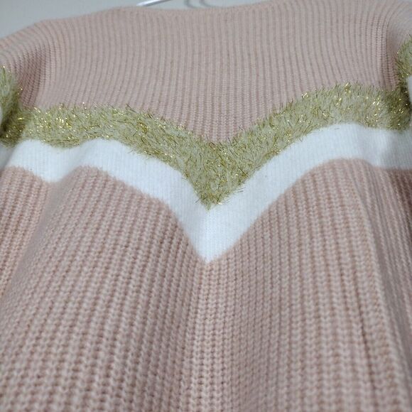 Metallic Pink Sweater Knit Colorblock Women’s Size L Boho Long Sleeve Rare Find - Picture 9 of 11